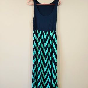 Chevron blue teal dress